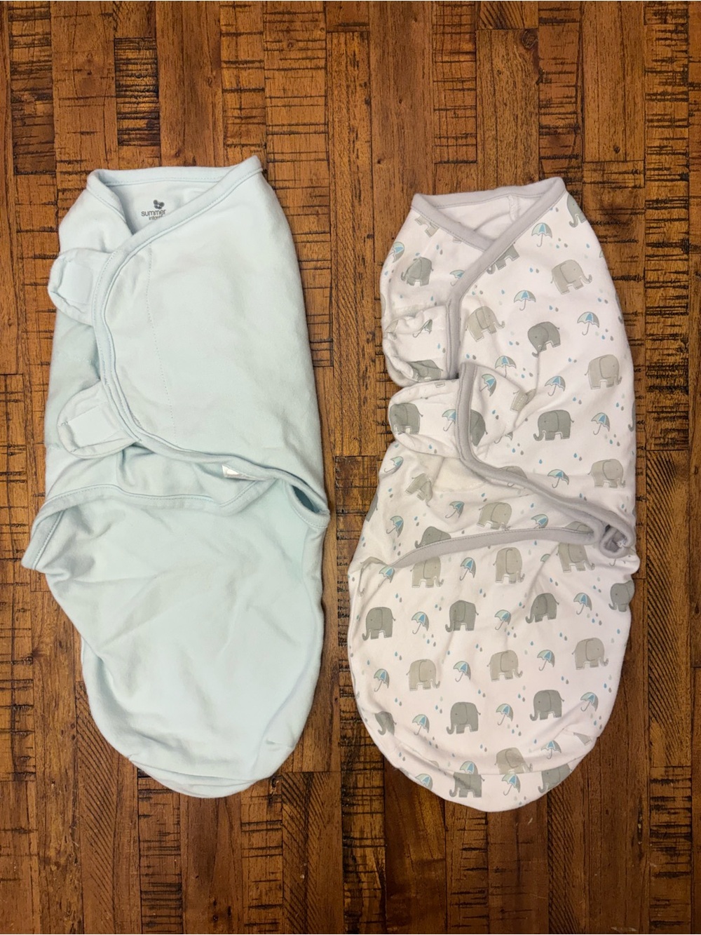 Summer Infant Baby Swaddle Set in Light Blue and Gray Elephant Print S-M